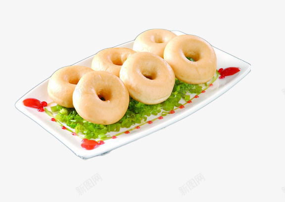甜甜圈png免抠素材_新图网 https://ixintu.com 健康食品 油炸食品 美味的甜甜圈 蔬菜叶上的甜甜圈