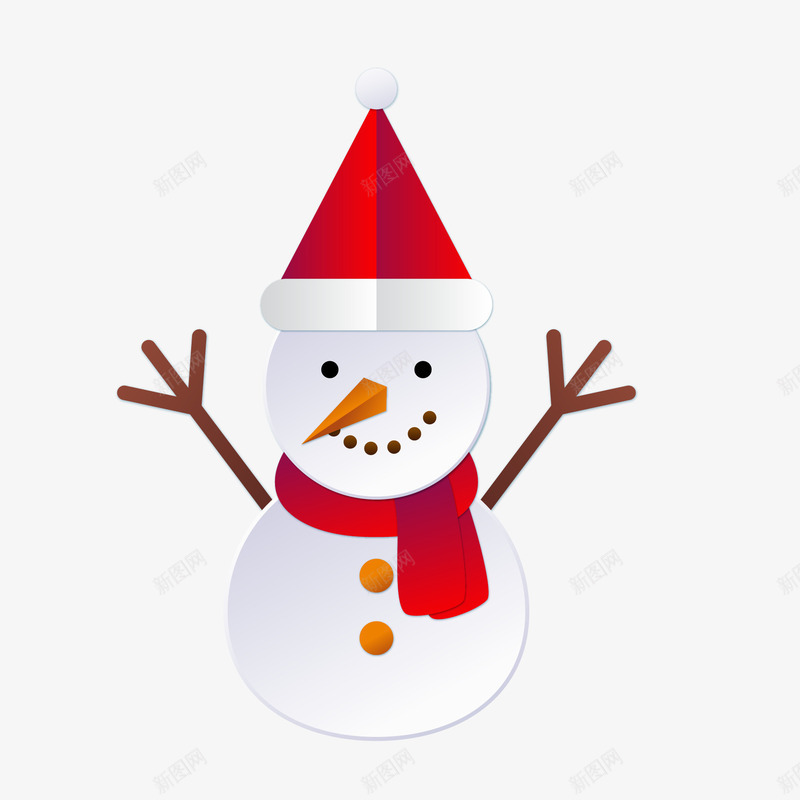 扁平化白色圣诞雪人png免抠素材_新图网 https://ixintu.com 卡通 围巾 圣诞帽 圣诞节 扁平化 白色 雪人