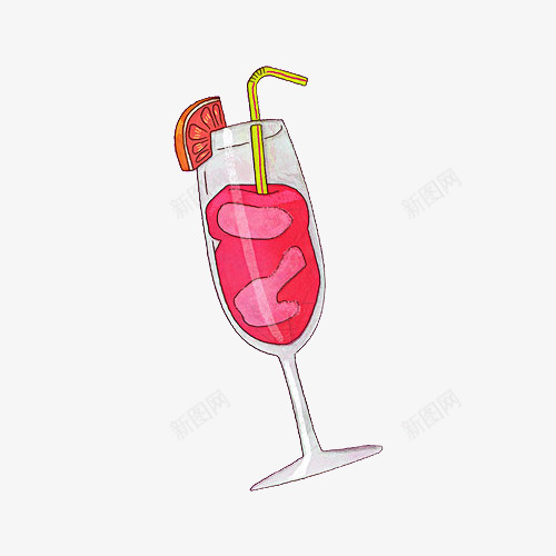 高脚杯里的饮品png免抠素材_新图网 https://ixintu.com PNG 卡通 吸管 高脚杯