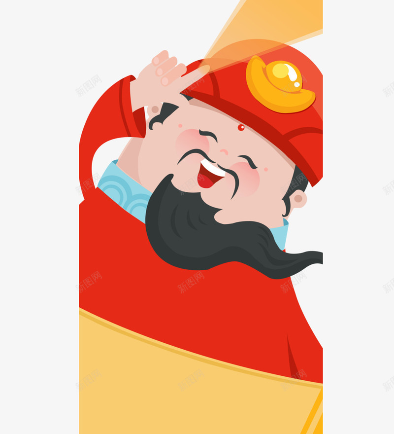 可爱的财神png免抠素材_新图网 https://ixintu.com 元宝 可爱 春节 笑眯眯 红色 财神爷