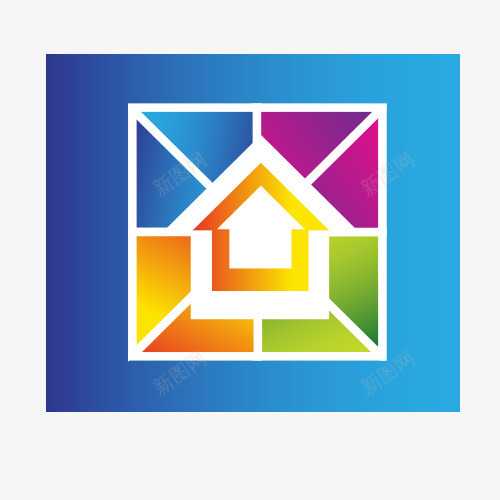 彩色个性房地产公司logo图标png_新图网 https://ixintu.com logo模板 logo设计 创意设计 大厦 房地产公司logo 抽象 标志图标