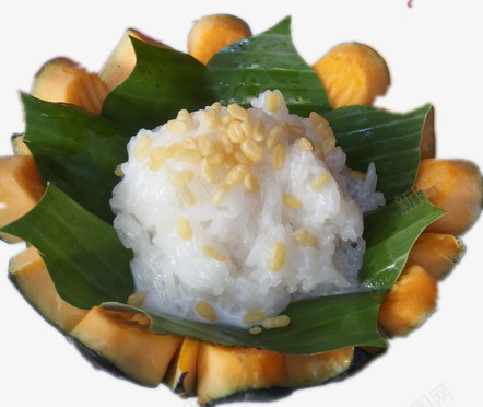 香瓜糯米饭png免抠素材_新图网 https://ixintu.com 伊丽莎白 甜瓜 粽叶 糯米饭 食品