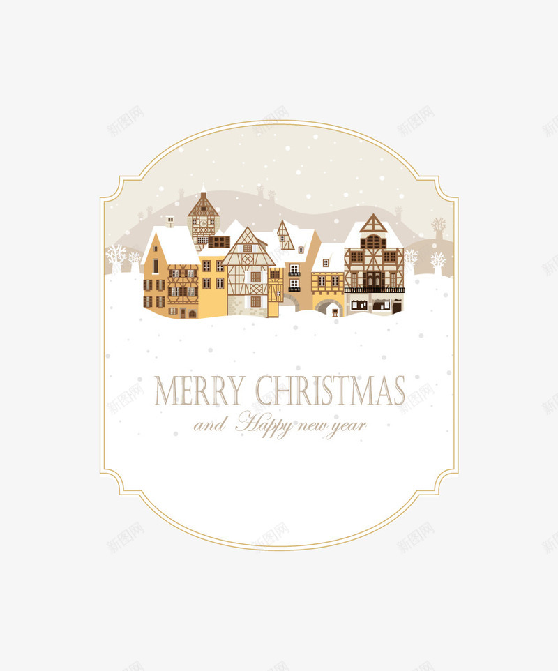 复古雪中房png免抠素材_新图网 https://ixintu.com 圣诞异形标签 圣诞快乐 圣诞节 复古雪中房