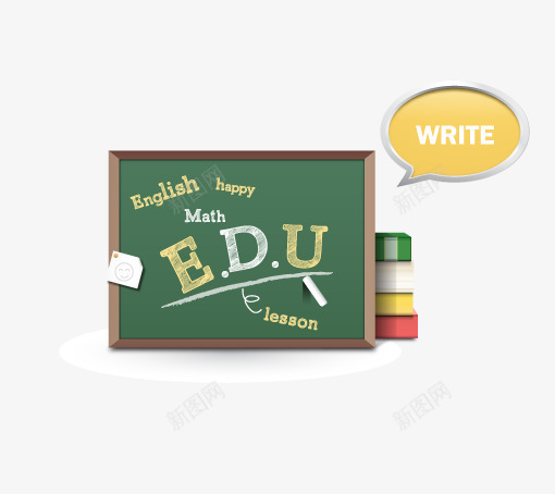 粉笔写字图标psd_新图网 https://ixintu.com 书 写字 创意图标 图标 图案 扁平化图标 标志 立体化图标 粉笔 网页素材 黑板