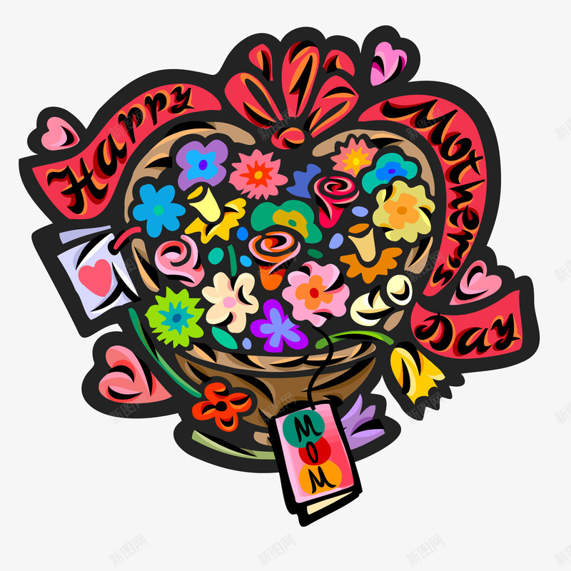 母亲节手绘花卉装饰png免抠素材_新图网 https://ixintu.com 感恩 标签设计 母亲节 礼物 花卉 花束