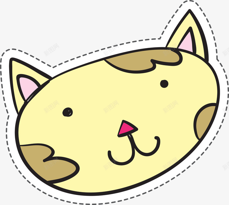 黄色卡通小猫咪卡通贴纸png免抠素材_新图网 https://ixintu.com 卡通 卡通贴纸 微笑 扁平化 手绘 眼睛 线稿 黄色