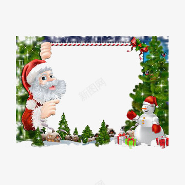 圣诞节日边框png免抠素材_新图网 https://ixintu.com 圣诞老人 圣诞边框 礼物 红色 绿色 老爷爷 节日 边框 雪人