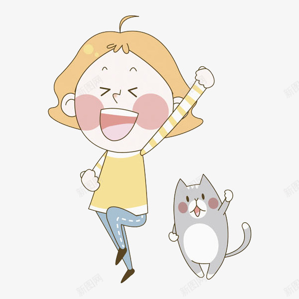 女生和小猫跳广场舞场景png免抠素材_新图网 https://ixintu.com 女生 广场舞 插图 舞动的 跳舞的 高兴地