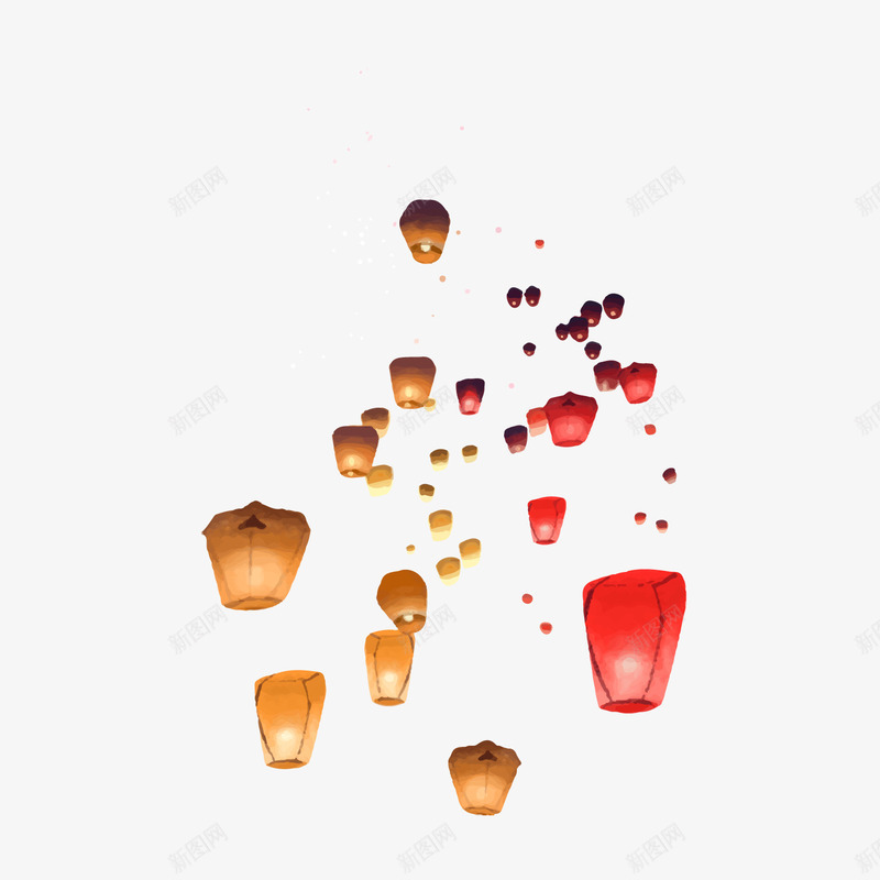 创意中秋节孔明灯png免抠素材_新图网 https://ixintu.com 中国风 中秋节装饰 孔明灯 平安灯 放孔明灯 红色灯笼 背景装饰