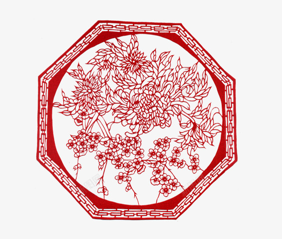 菊花剪纸png免抠素材_新图网 https://ixintu.com 中国风 剪纸 剪纸花 新年素材 春节 红色 节日素材