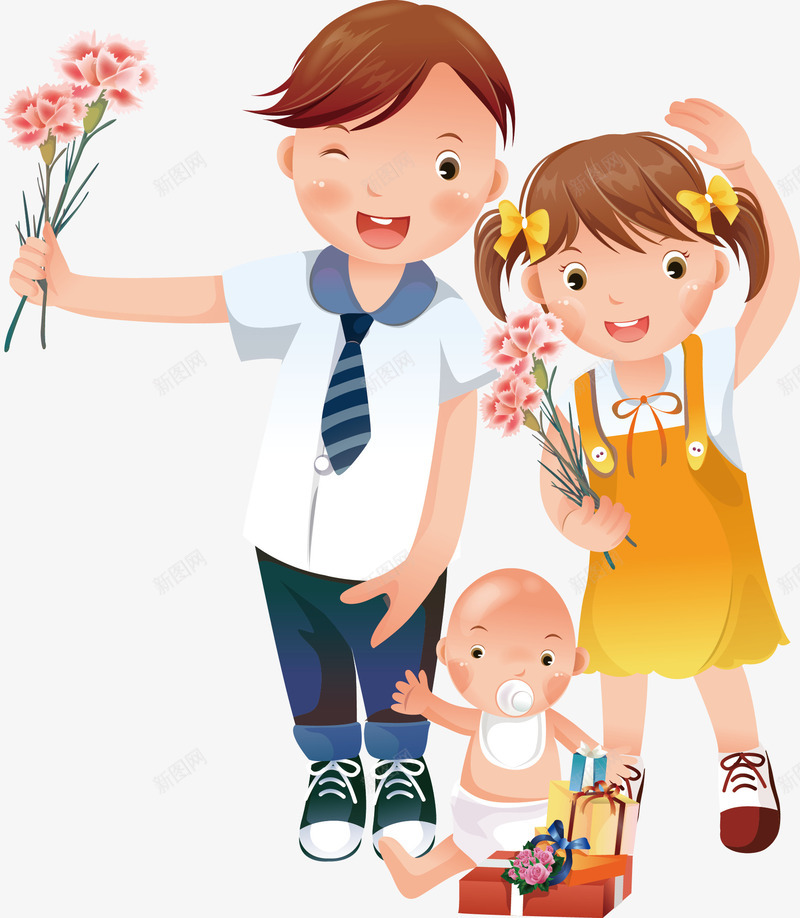 可爱的兄妹png免抠素材_新图网 https://ixintu.com 兄弟 兄弟姐妹 卡通人物 哥哥妹妹 婴儿 花束