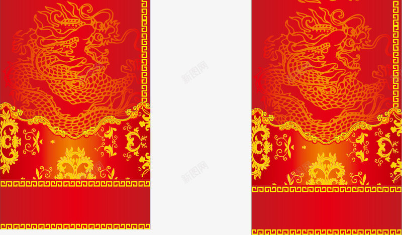 中国风红色春节贴联png免抠素材_新图网 https://ixintu.com 中国风贴联 新年贴联 春联 春节贴联 红色贴联 金色花纹