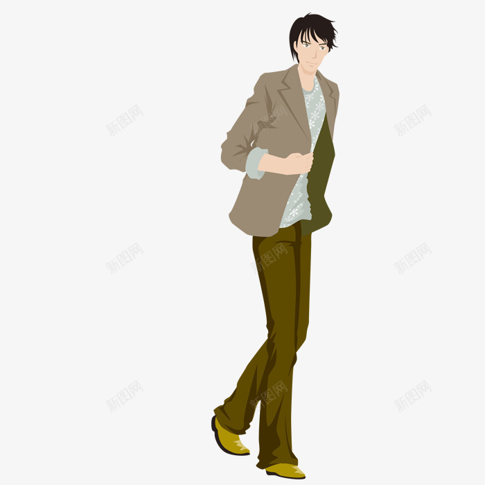走路的人png免抠素材_新图网 https://ixintu.com 上班族 卡通 手绘 水彩 男人 皮鞋 西装 走路 走路的小人