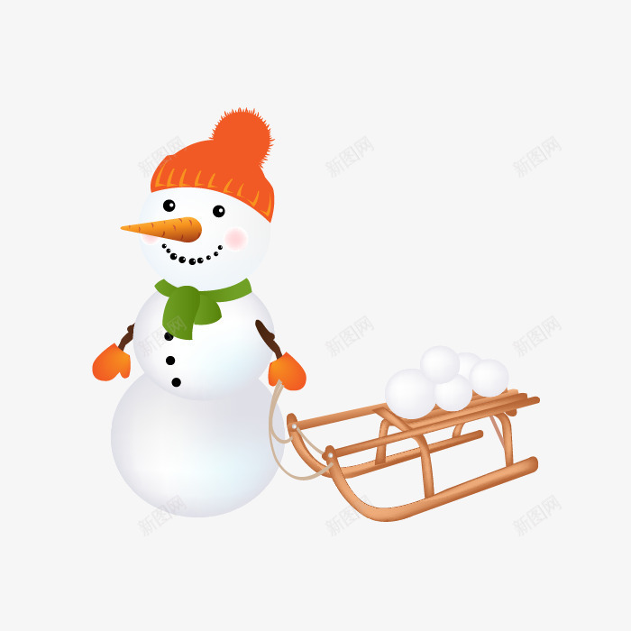 圣诞雪人雪橇矢量图ai免抠素材_新图网 https://ixintu.com 圣诞节元素 圣诞雪人 滑雪 雪球 矢量图