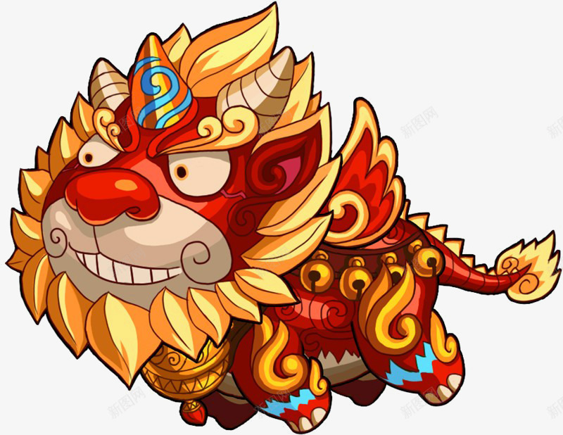可爱金红小兽png免抠素材_新图网 https://ixintu.com 卡通年兽 可爱角兽 年兽 金红小兽 除夕年兽