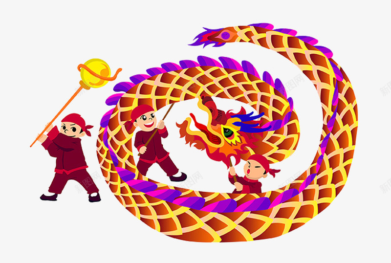 春节传统文化png免抠素材_新图网 https://ixintu.com 中国节日 小孩子 欢腾喜庆 舞龙