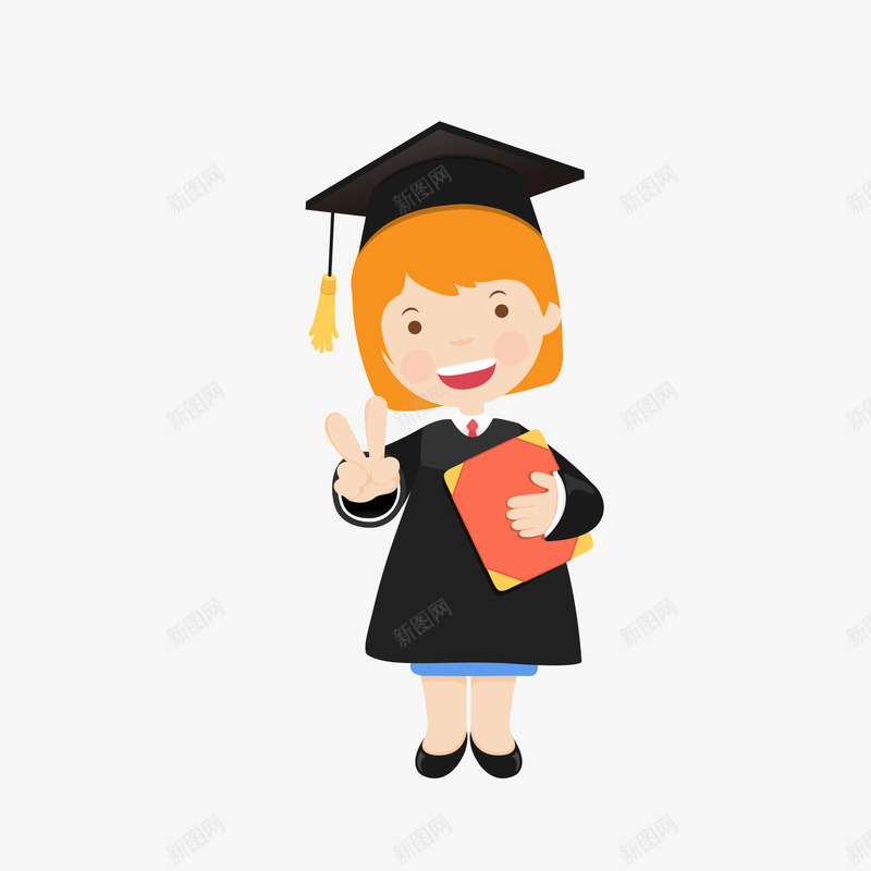 卡通毕业的女生矢量图eps免抠素材_新图网 https://ixintu.com 可爱 可爱女生 女生 学士女生 学生 毕业生 矢量图