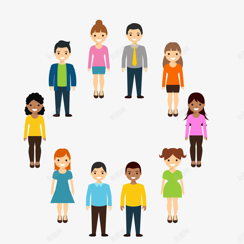 扁平化人物组合圆环矢量图ai免抠素材_新图网 https://ixintu.com 人物组合 人物设计 商务团队 彩色 扁平化 矢量图