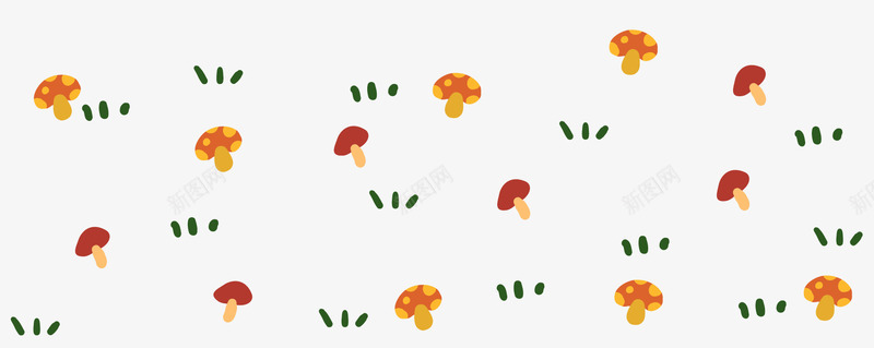 蘑菇小草卡通背景png免抠素材_新图网 https://ixintu.com 卡通小草 卡通植物 卡通蘑菇 背景装饰