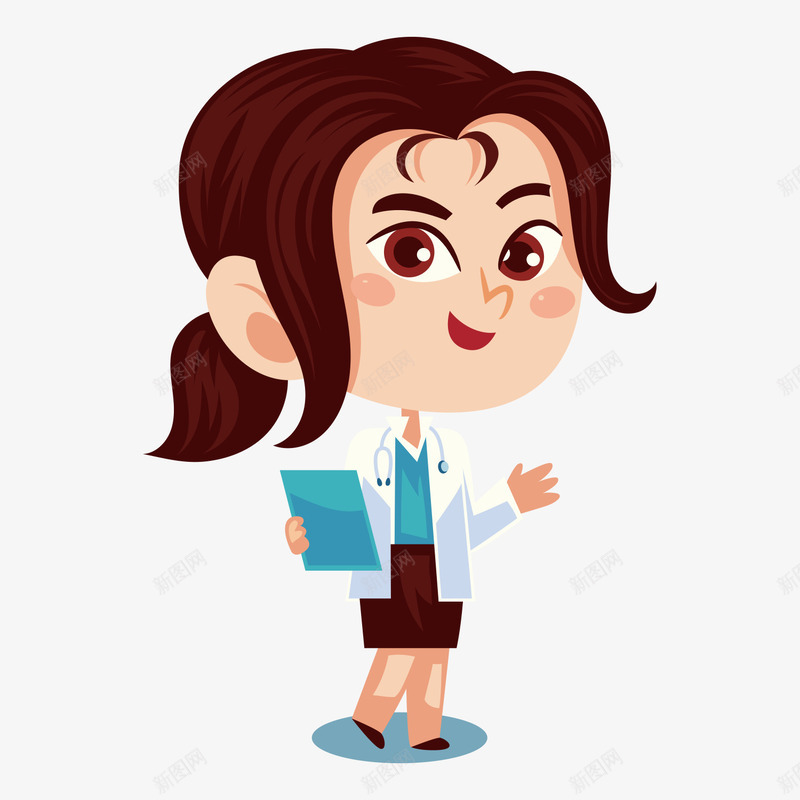 女护士卡通形象矢量图ai免抠素材_新图网 https://ixintu.com Q版医生 医生矢量 卡通形象卡通 听诊医生 女医生 女护士 手绘医生 矢量风格 矢量图
