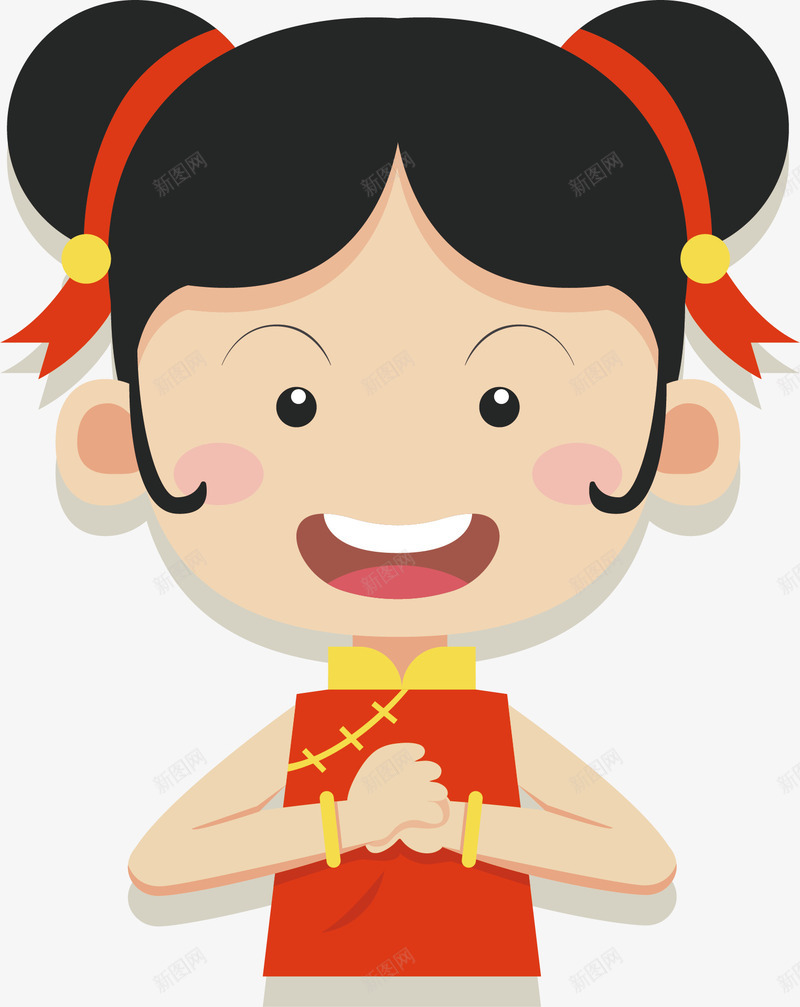 拜年的小女孩矢量图ai免抠素材_新图网 https://ixintu.com 卡通手绘 可爱 喜庆 女孩 女生 孩子 微笑 拜年 矢量图