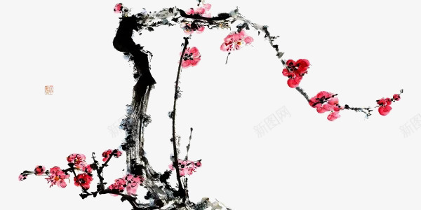水墨梅花png免抠素材_新图网 https://ixintu.com 严冬 傲骨 咏梅 寒冷 梅花 水墨 水墨梅兰竹菊 盛开 高洁