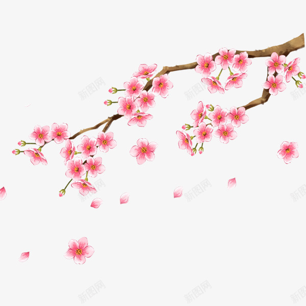 梅花树枝png免抠素材_新图网 https://ixintu.com 中国风 冬季 喜庆 国画梅花 年画装饰 梅花 红梅 红色 节日装饰