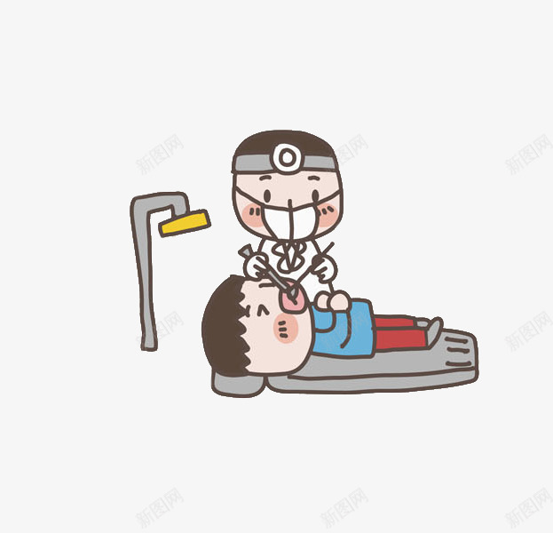 看牙科的男人png免抠素材_新图网 https://ixintu.com 医生 卡通 插图 牙医 男人 疼痛的 躺着的