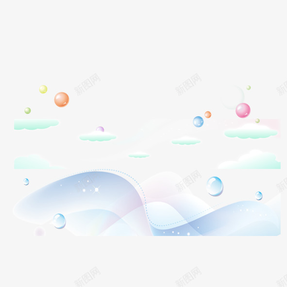 漂浮psd免抠素材_新图网 https://ixintu.com 圆点 彩带 漂浮 白云