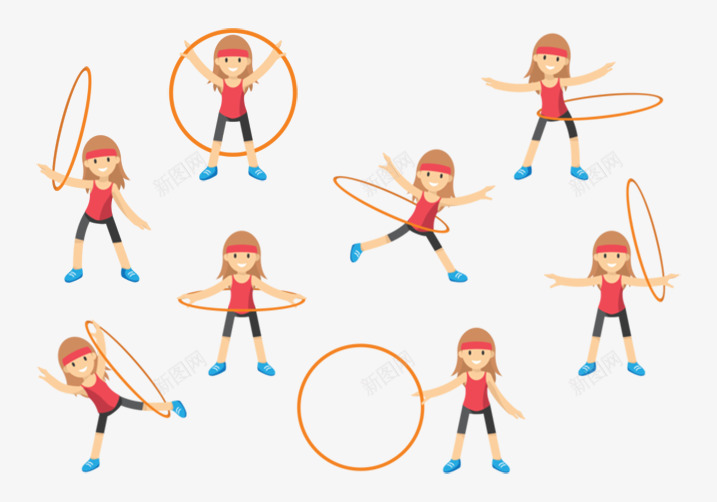 呼啦圈运动健身psd免抠素材_新图网 https://ixintu.com 健身 减肥 可爱 女生