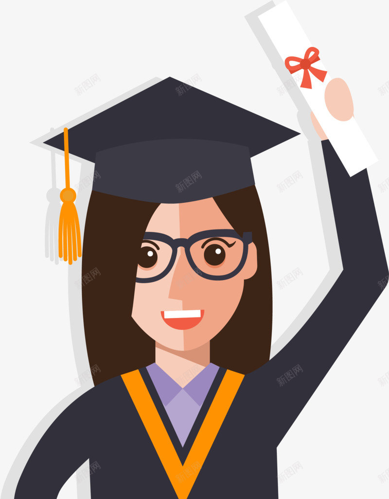 毕业的女孩png免抠素材_新图网 https://ixintu.com 女孩 女生 学位 学士学位 学士服 学生 毕业季 毕业装 毕业证书