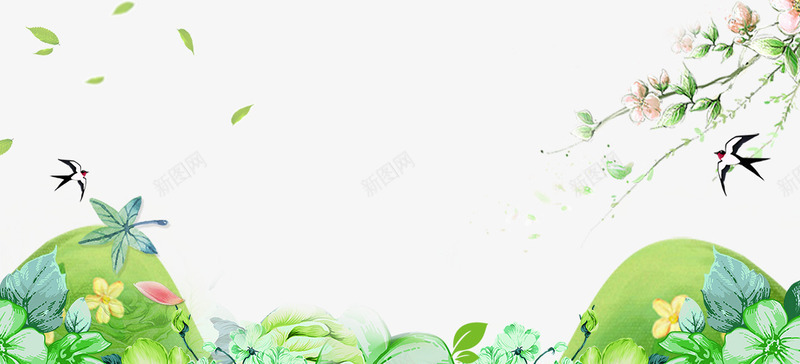 春季青葱春色装饰边框psd免抠素材_新图网 https://ixintu.com 叶子装饰 大自然景色 手绘 春季 春色 树木装饰 植物装饰 花朵装饰