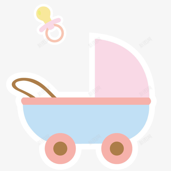 甜美小推车png免抠素材_新图网 https://ixintu.com 出行工具 婴儿车 手绘 模型 玩具车