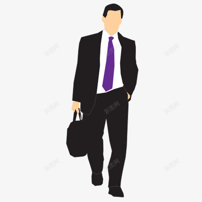商务男士png免抠素材_新图网 https://ixintu.com 卡通 商务男士 手提包 手绘 水彩 男人 西装 领带