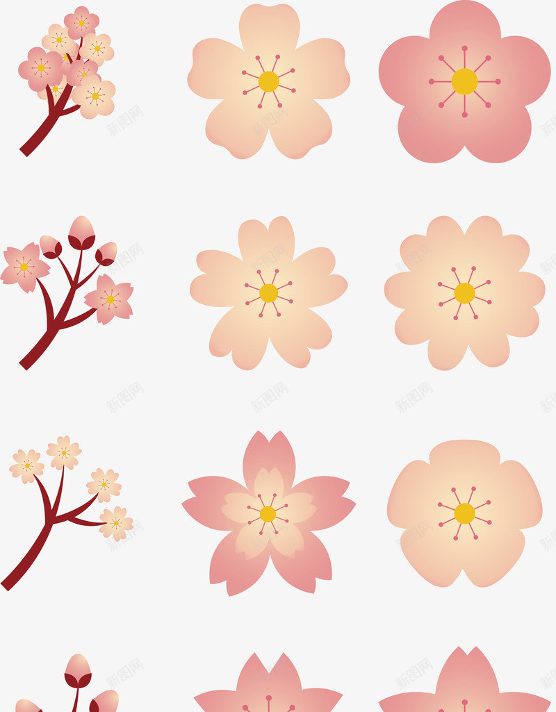 春节桃花主题矢量图ai免抠素材_新图网 https://ixintu.com 小清新风 春暖花开 桃树枝 桃花季 桃花朵朵 浪漫粉色 矢量图