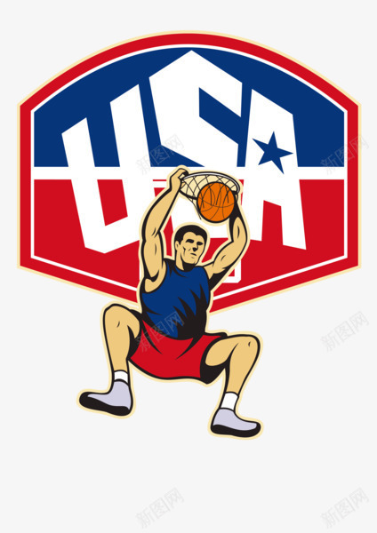 卡通灌篮男人png免抠素材_新图网 https://ixintu.com USA 男 篮球