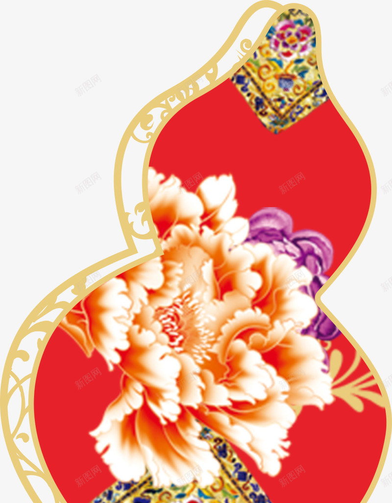 红色春节花朵葫芦png免抠素材_新图网 https://ixintu.com 新年 新年快乐 春节 春节快乐 红色葫芦 花朵葫芦