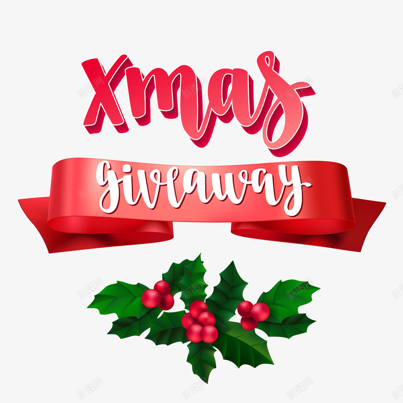 圣诞红丝带字母艺术字png免抠素材_新图网 https://ixintu.com Christmas 圣诞节 圣诞节海报背景 平安夜 新年 红丝带 节日