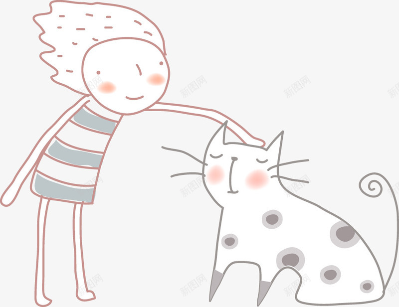 创意手绘卡通人物小猫咪png免抠素材_新图网 https://ixintu.com 人物 创意 卡通