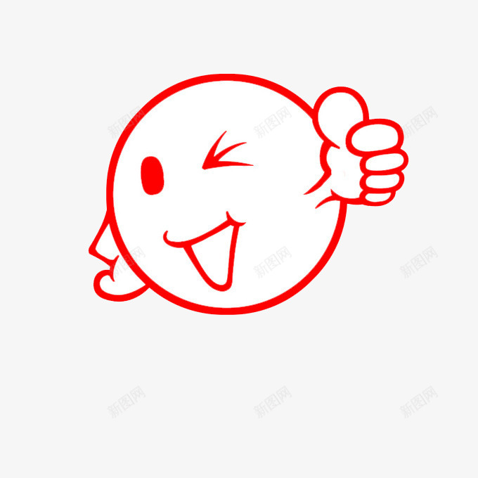 笑脸点赞图红色png免抠素材_新图网 https://ixintu.com 免费 点赞 笑脸 红色