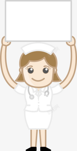 一个手举牌子的卡通护士素材