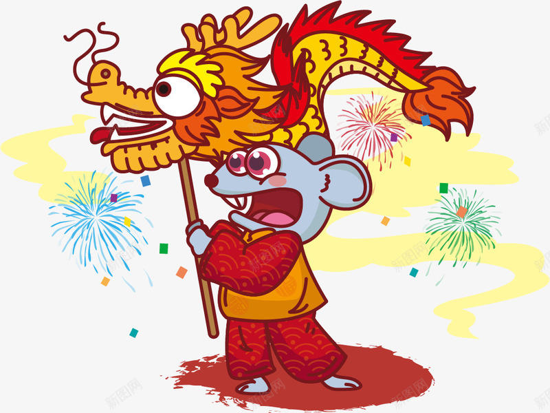 鼠年喜庆舞龙矢量图ai免抠素材_新图网 https://ixintu.com 元素 喜庆素材 春节 节日 鼠 矢量图