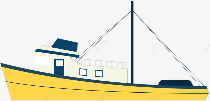 黄色船只png免抠素材_新图网 https://ixintu.com 卡通 卡通船 帆船 木船 水上工具 渔船 渔船插图 渔船矢量 船 轮船