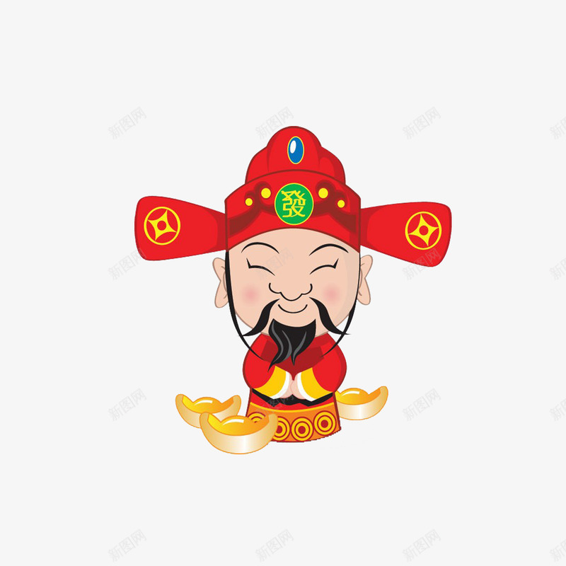 春节财神送祝福png免抠素材_新图网 https://ixintu.com 卡通 可爱 發 财神爷