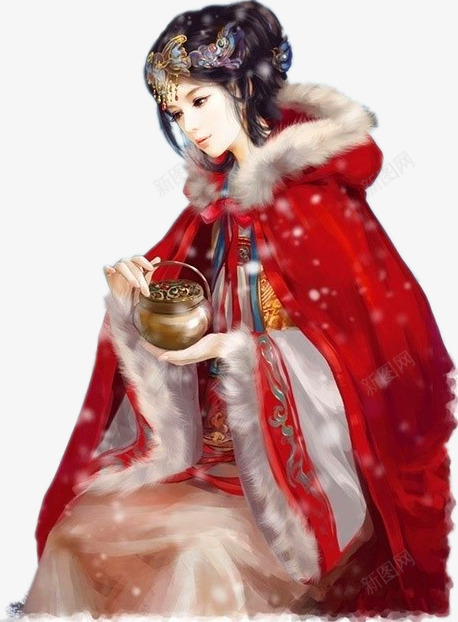 红衣提炉美女古风手绘png免抠素材_新图网 https://ixintu.com 古风 手绘 红衣 美女