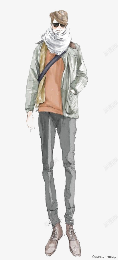 时尚男孩png免抠素材_新图网 https://ixintu.com 卡通 手绘 插画 时尚 男生 秋冬 穿搭