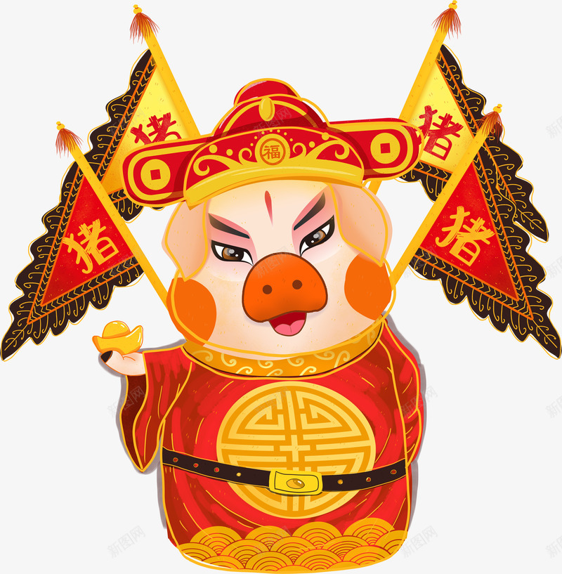 穿戏服的小猪唱戏png免抠素材_新图网 https://ixintu.com 2019 中国风 传统 农历新年 可爱 喜庆 小猪 戏服 新年 春节 猪年 红色 黄色戏服