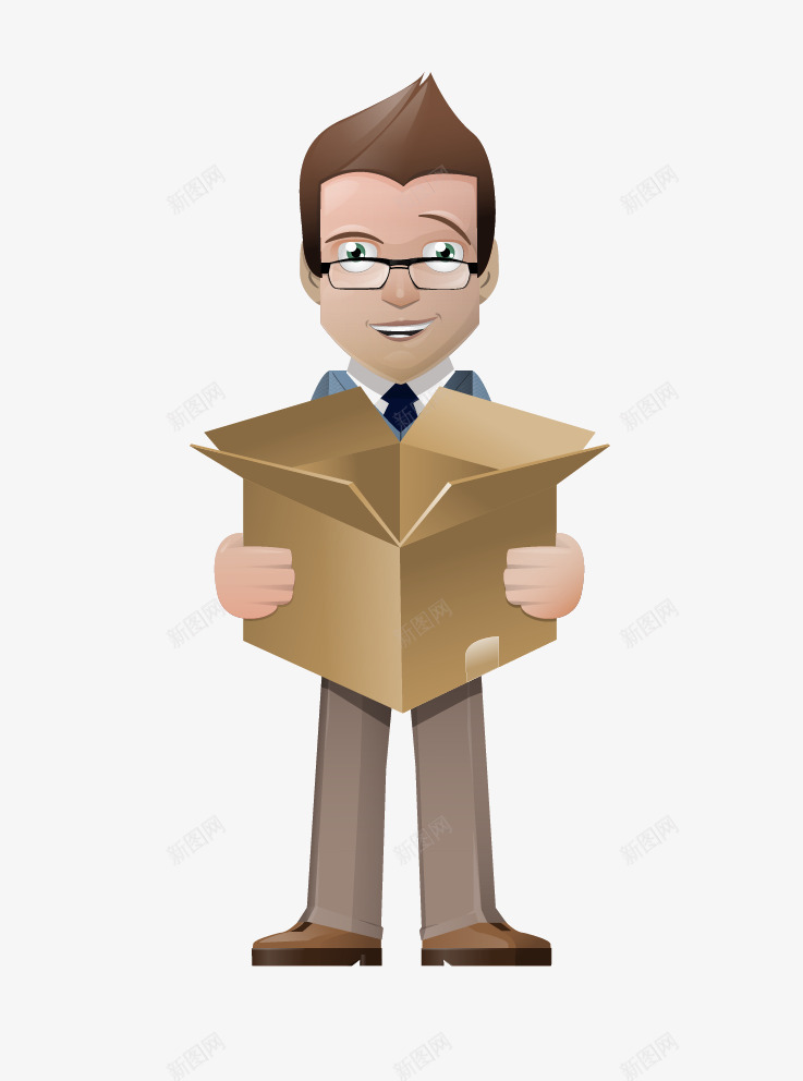 手拿箱子png免抠素材_新图网 https://ixintu.com 办公 卡通商务男士 商务男人 手拿箱子 矢量男生
