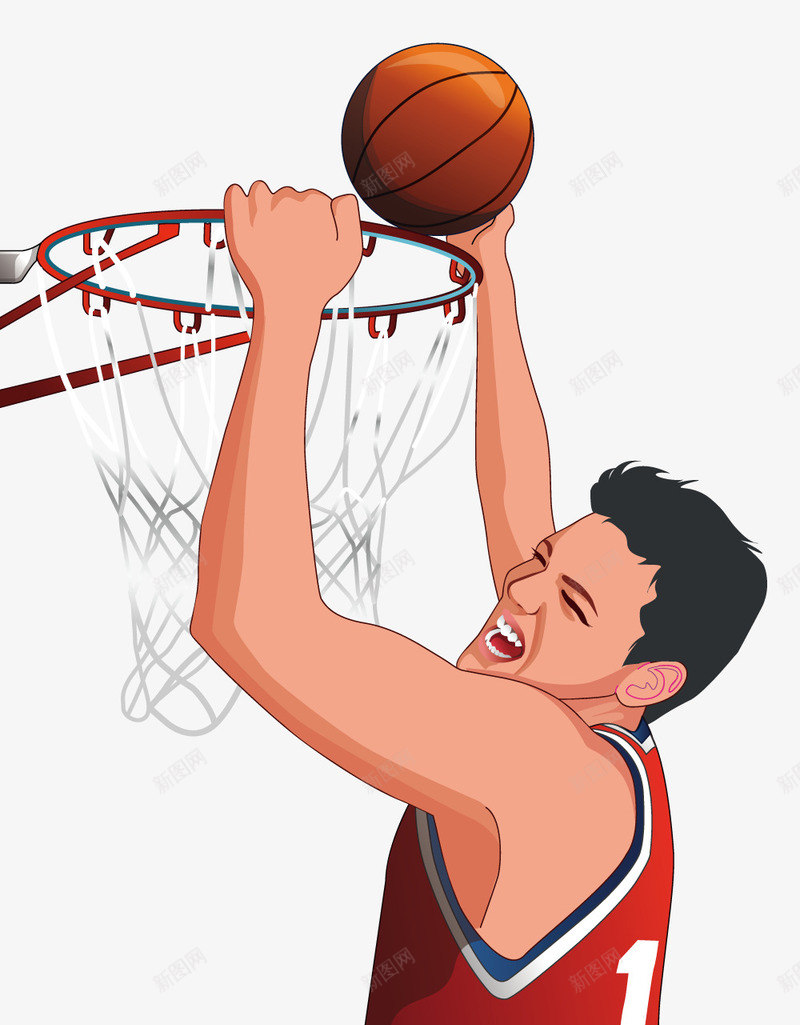 扣篮的运动员矢量图ai免抠素材_新图网 https://ixintu.com 卡通 扣篮 篮球 运动 矢量图