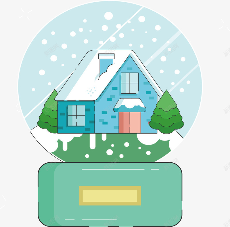 大雪中的房屋png免抠素材_新图网 https://ixintu.com 创意 卡通 大雪 房屋 简约